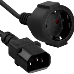 Cabo Adaptador Ficha Femea Schuko 3P - Ficha Tripolar IEC C13 Macho (1,8 mts) - VELLEMAN