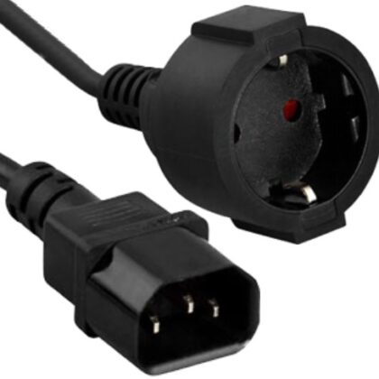 Cabo Adaptador Ficha Femea Schuko 3P - Ficha Tripolar IEC C13 Macho (1,8 mts) - VELLEMAN