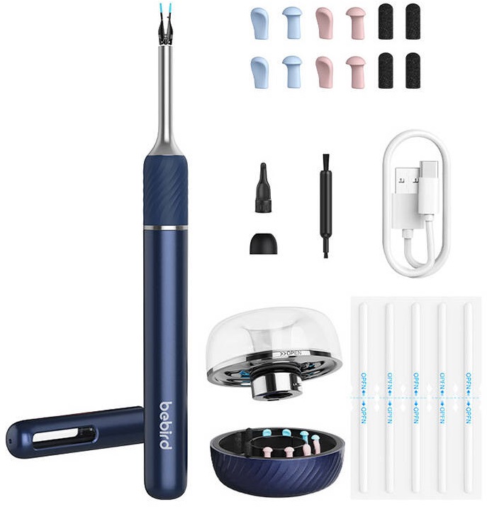 Otoscópio Note 5 Pro c/ Câmara p/ Limpeza de Ouvidos (Azul) - BEBIRD