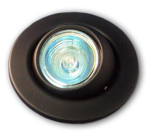 Pack Lampada Halogéneo 220V 50W + Aro Encastre Giratório (Preto)