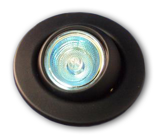 Pack Lampada Halogéneo 220V 50W + Aro Encastre Giratório (Preto)