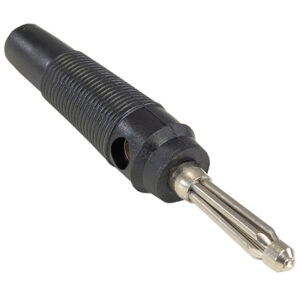 Ficha Banana Macho Preta c/ Furo Borracha 4mm