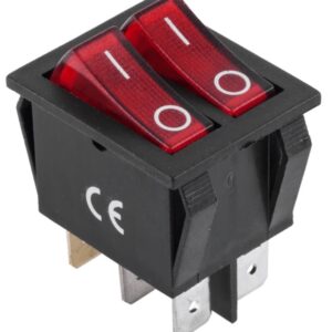 Interruptor Duplo Luminoso ON-OFF 250V/15A - Vermelho
