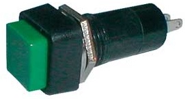 Pulsador Quadrado OFF-(ON) 250V/1A - Verde
