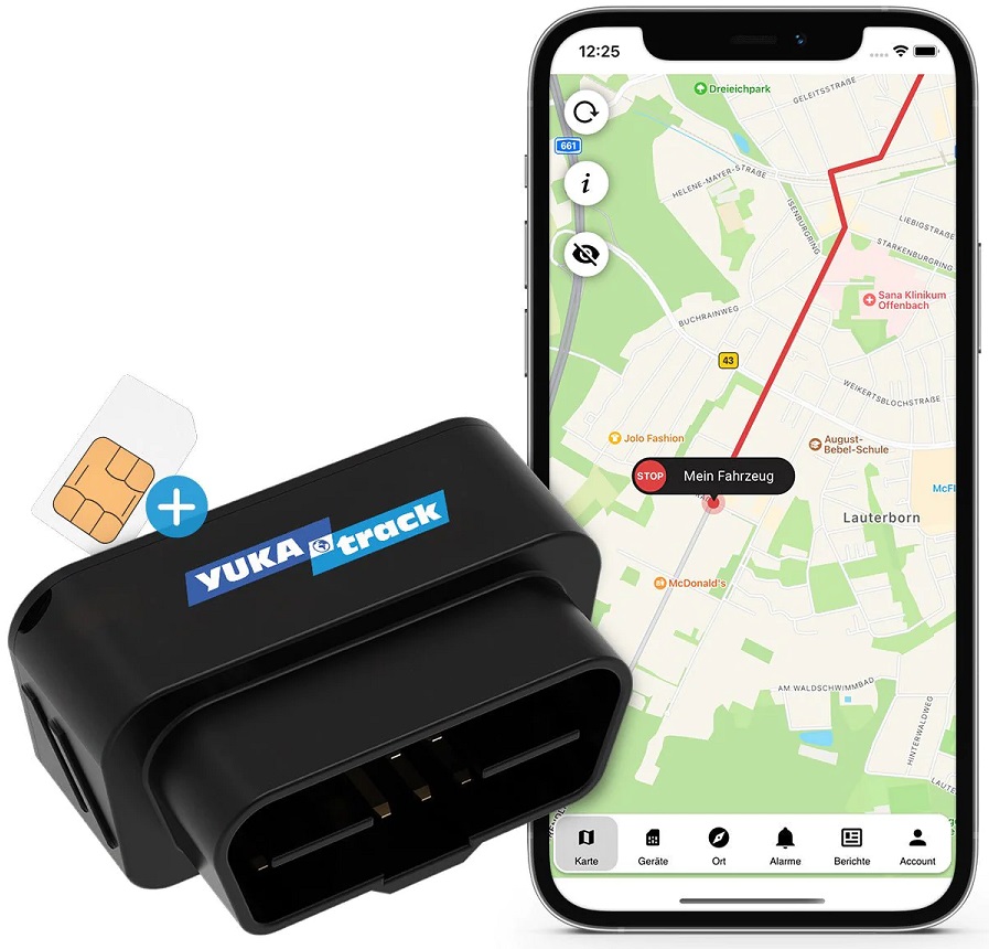 Localizador de Veículos GPS OBD2 (Preto) - YUKATRACK