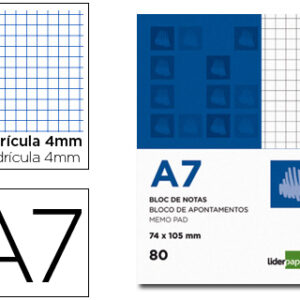 Bloco de Apontamentos A7 80F Quadriculado