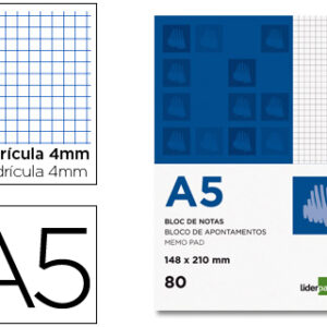 Bloco de Apontamentos A5 80F Quadriculado