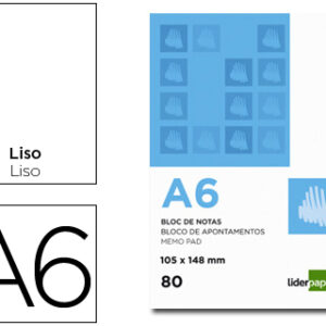 Bloco de Apontamentos A6 80F Liso
