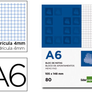 Bloco de Apontamentos A6 80F Quadriculado