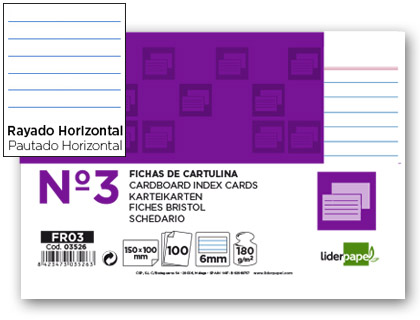 Fichas em Cartolina, Emb. c/ 100, 100X150 mm, Pautado