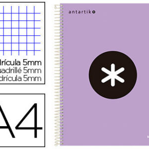 Caderno Espiral A4 Micro Antartik Capa Forrada120H 100g Quadricula Lavanda
