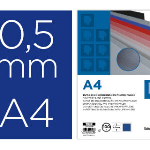 Tapa Encaderna??o Polipropileno A4 0.5mm Azul Opaco (100 Unidades)