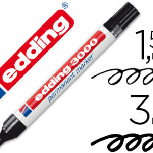 Marcador Edding 3000 Preto Permanente-Ponta Redonda 3mm