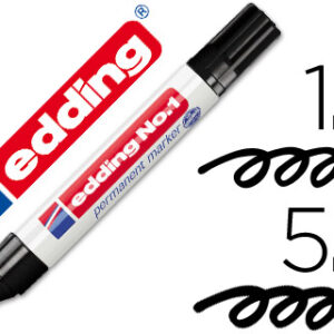 Marcador Edding Marcador Permanente 1 Preto - Ponta Biselada 5 mm