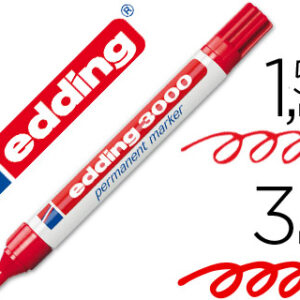 Marcador Edding 3000 Vermelho Permanente-Ponta Redonda 3mm