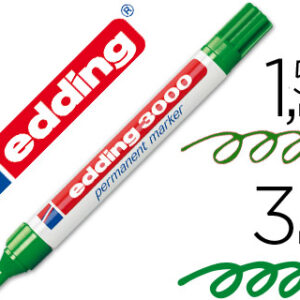 Marcador Edding 3000 Verde Permanente-Ponta Redonda 3mm