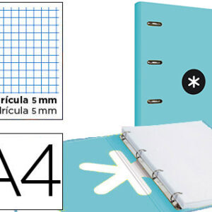 Dossier c/ Recarga e Aba Antartik A4 Quadricula 5mm Forrada 4 Aneis Redondos 40mm Cor Menta