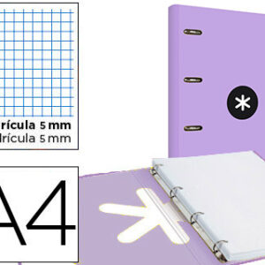 Dossier c/ Recarga e Aba Antartik A4 Quadricula 5mm Forrada 4 Aneis Redondos 40mm Cor Lilas