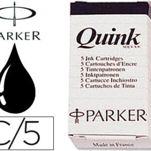Tinta Parker Quink Preta - Caixa de 5 Recargas