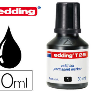 Tinta Permanente p/ Marcador Edding T-25 Preto - Fasco de 30ml