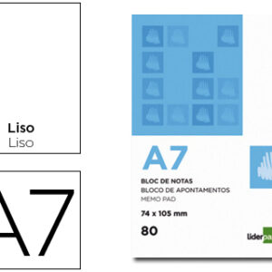 Bloco de Apontamentos A7 80F Liso