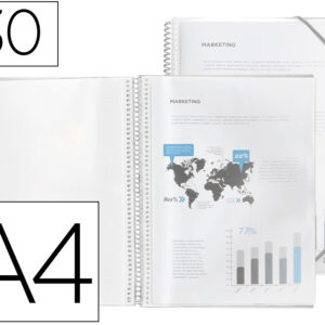 Capa Catalogo Com Espiral 30 Bolsas Polipropileno Din A4 Transparente