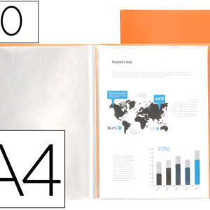 Capa Catalogo 10 Bolsas Polipropileno Din A4 (Laranja Fluorescente Opaco)