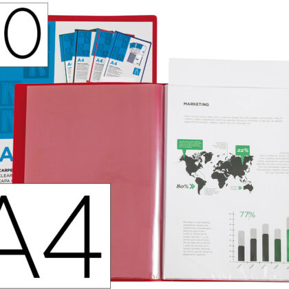 Capa Catalogo 20 Bolsas Din A4 (Vermelho Translucido)