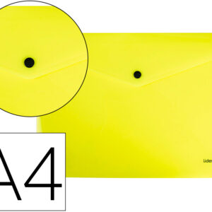 Bolsa Porta Documentos Com Mola Din A4 Amarelo Fluor Opaco 50 Folhas