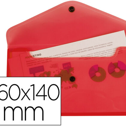 Bolsa Porta Documentos Com Fecho De Mola Formato 26X14 Cm Cor Vermelho Translucido