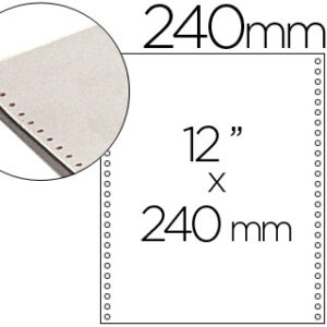 Papel Continuo, 240 mmx12??, Branco c/ 2500 Folhas, 1 Via