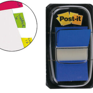 Bandas Separadoras Post-It Index 3M, 25,4X43,1 mm, Azul -Dispensador de 50 Unidades
