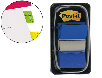 Bandas Separadoras Post-It Index 3M, 25,4X43,1 mm, Azul -Dispensador de 50 Unidades