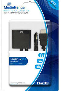 Cabo Hdmi A Vga Jack 3.5 Mm Preto - MEDIARANGE