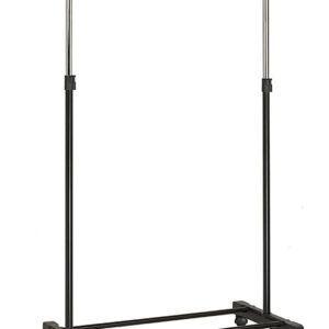 Cabide Extensivel c/ 4 Rodas Giratorias (Preto/Cromado) - UNILUX