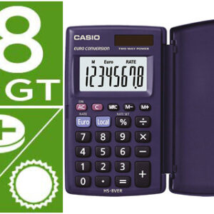 Calculadora Casio Hs-8Ver Bolso 8 Digitos Conversao Moeda Com Capa Cor Azul - CASIO