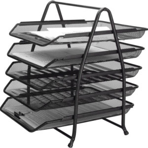 Tabuleiro Secretaria Q-Connect Metalica Rede Preta 5 Bandejas Moveis 350X275X375 Mm - Q-CONNECT
