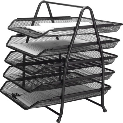 Tabuleiro Secretaria Q-Connect Metalica Rede Preta 5 Bandejas Moveis 350X275X375 Mm - Q-CONNECT