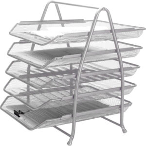 Tabuleiro Secretaria Q-Connect Metalica Rede Prata 5 Bandejas Moveis 350X275X375 Mm - Q-CONNECT