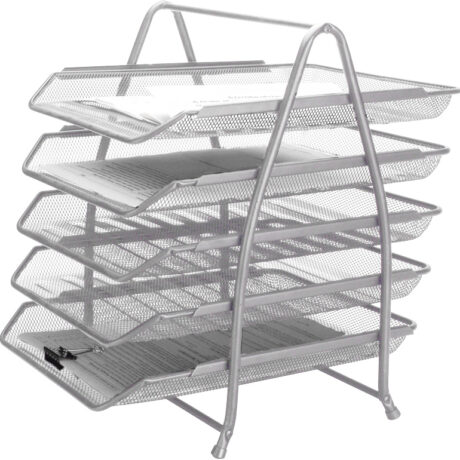 Tabuleiro Secretaria Q-Connect Metalica Rede Prata 5 Bandejas Moveis 350X275X375 Mm - Q-CONNECT