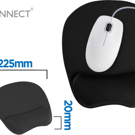 Tapete p/ Rato c/ Apoio de Pulsos Ergonómica de Gel (Preto) - Q-CONNECT
