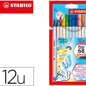 Marcador Aguarelavel Pen 68 Brush Ponta Pincel Estojo De 12 Unidades Cores Sortidas - STABILO