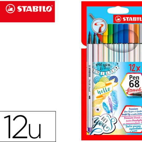 Marcador Aguarelavel Pen 68 Brush Ponta Pincel Estojo De 12 Unidades Cores Sortidas - STABILO