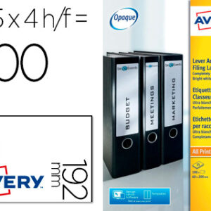Etiqueta Adesiva Avery Permanente Branca 61X192 Mm Para Lombada Caixa De 100 Unidades - AVERY