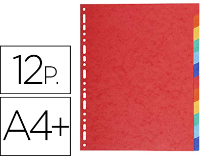 Separador Cartolina Brilho Conjunto De 12 Separadores Din A4+ Multifurado - EXACOMPTA