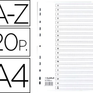 Separador Cartolina Branca A-Z Conjunto De 20 Separadores Din A4 11 Furos - EXACOMPTA