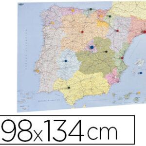 Mapa Parede Faibo Espanha E Portugal Plastificiado Enrolado 98X134 Cm - FAIBO