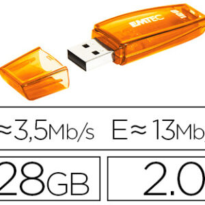 Pen Drive Flash C410 128GB 2.0 Laranja - EMTEC