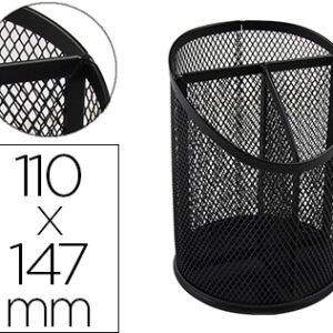 Porta Lapis Q-Connect Metal Rede Preta Com 3 Compartimentos Diametro 110 Altura 147 Mm - Q-CONNECT