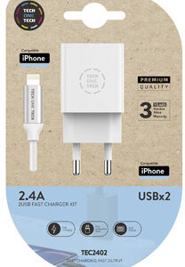 Carregador Duplo 2.4A Micro-USB c/ Cabo 1m - TECH ON TECH